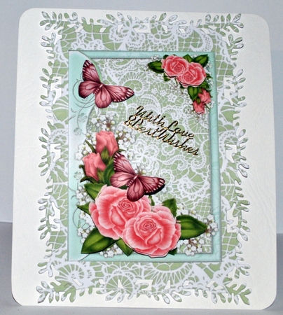 Beautiful Roses In lace Frame Quick card by Kristina Norbat