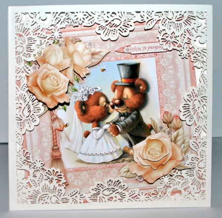 CUTE WEDDING BEARS 8x8 Decoupage Insert & Verse Mini Kit by Kristina Norbat