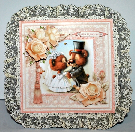 CUTE WEDDING BEARS 8x8 Decoupage Insert & Verse Mini Kit by Kristina Norbat