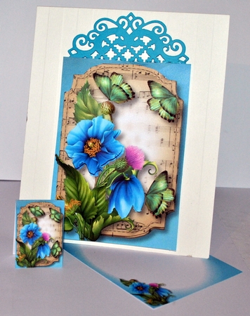 Sheet Music & Butterflies - Blue Poppies by Kristina Norbat