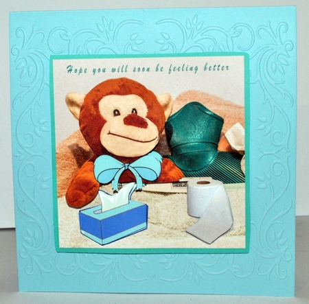 All Snuggled Up Get Well Card - decoupage by Kristina Norbat