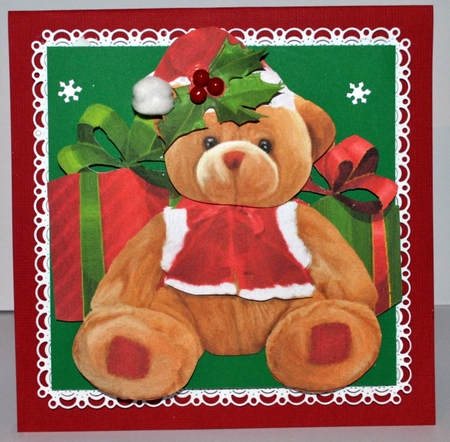 Santa Teddy with Presents Decoupage  by Kristina Norbat