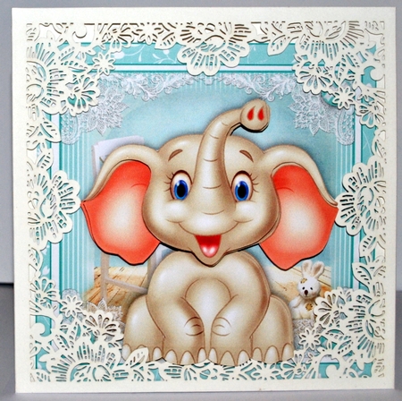 Baby Elephant Blues Card Front Kit by Kristina Norbat