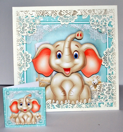 Baby Elephant Blues Card Front Kit by Kristina Norbat