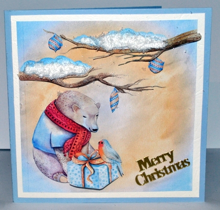 Winter Holiday Bear & Bird Watercolor Art Decoupage Card Making Mini Kit by Kristina Norbat
