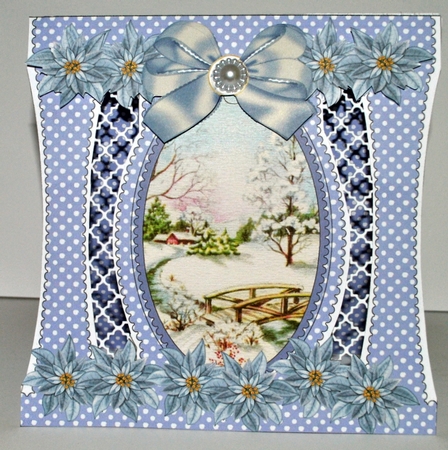 Blue Snowscene Stand Up Cut Out 3D Christmas Card Kit by Kristina Norbat