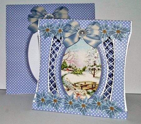 Blue Snowscene Stand Up Cut Out 3D Christmas Card Kit by Kristina Norbat