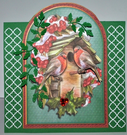 Arch card Christmas Robins by Kristina Norbat