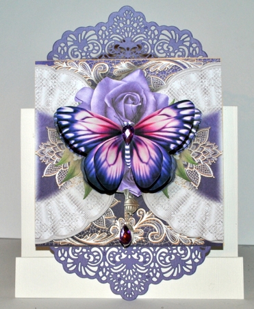 Purple Rose and Lace Flutter Card Front Kit by Kristina Norbat