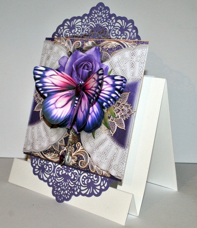 Purple Rose and Lace Flutter Card Front Kit by Kristina Norbat