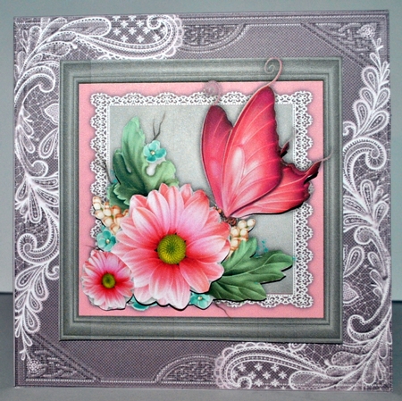 Beautiful Pink Flowers With Butterfly 8x8 Mini Kit by Kristina Norbat