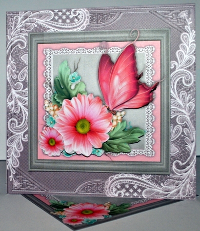 Beautiful Pink Flowers With Butterfly 8x8 Mini Kit by Kristina Norbat