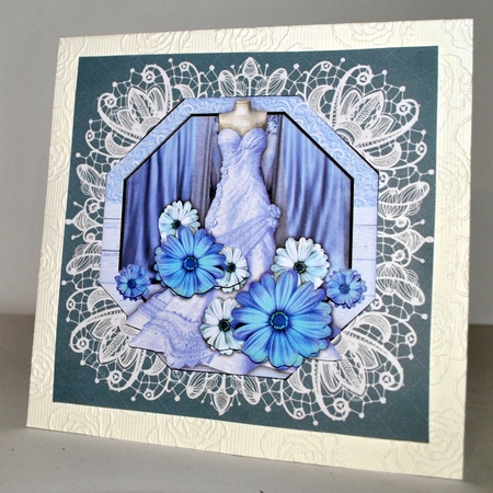 Lavender Vintage drees & Flowers octagon Shaped card by Kristina Norbat