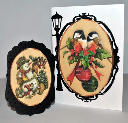 two lovely vintage christmas toppers with holly by Kristina Norbat