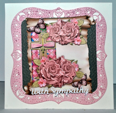 Scroll Sympathy Cross & Roses by Kristina Norbat