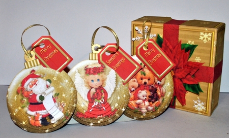 Six 3D Bauble Card And Gift Box Bumper Kit by Kristina Norbat