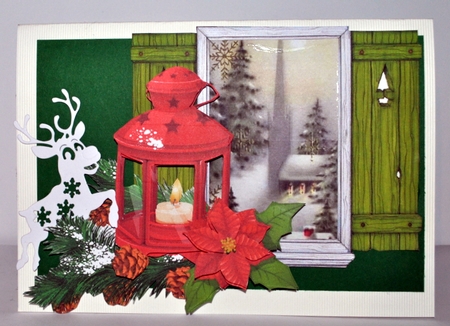 Lantern and Poinsettia Decoupage by Kristina Norbat