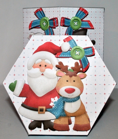GORGEOUS TALL HEXAGONAL DECOUPAGE BOX - SNOW BUDDIES by Kristina Norbat