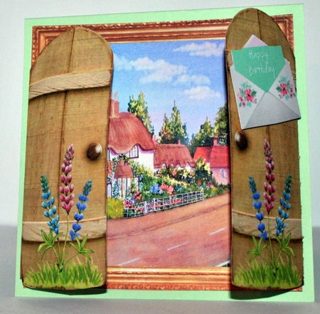 THROUGH THE GATES  MULTI USE UNISEX 6x6 PRETTY COUNTRY COTTAGE by Kristina Norbat