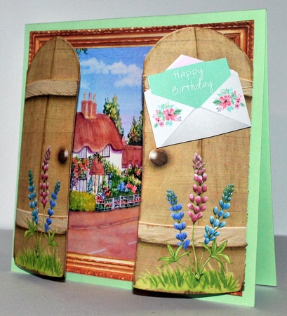 THROUGH THE GATES  MULTI USE UNISEX 6x6 PRETTY COUNTRY COTTAGE by Kristina Norbat