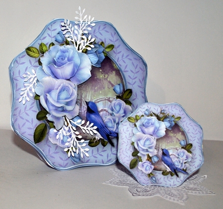 Bird in the Roses - Wavy Octagon Card Mini Kit by Kristina Norbat
