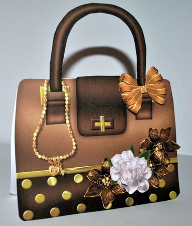 Handbag card In Brown  & Gold by Kristina Norbat