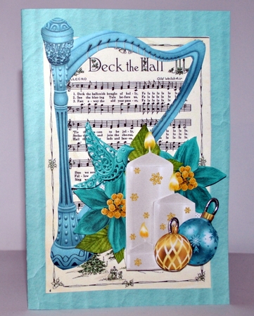 Teal Candle Decoupage  by Kristina Norbat