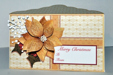 Christmas Money Wallet Gift Voucher Envelope GOLD POINSETTIA by Kristina Norbat