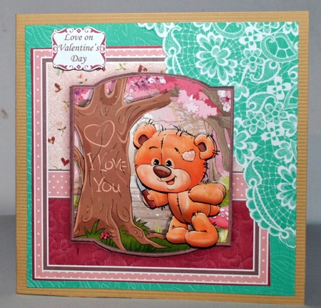 TEDDY TREE CARVING 7.5 All Occasions Decoupage & Insert Mini Kit  by Kristina Norbat