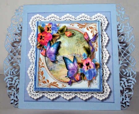 Pansys and Butterflys in a country scene  by Kristina Norbat