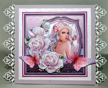 AMETHYST LADY & ROSES 8x8 Decoupage & Insert Mini Kit by Kristina Norbat