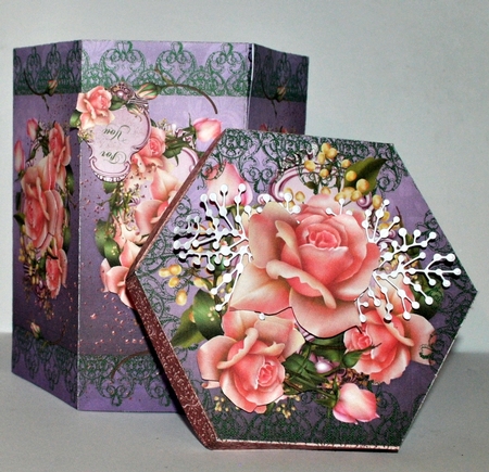 TALL HEXAGONAL DECOUPAGE BOX - ALWAYS by Kristina Norbat