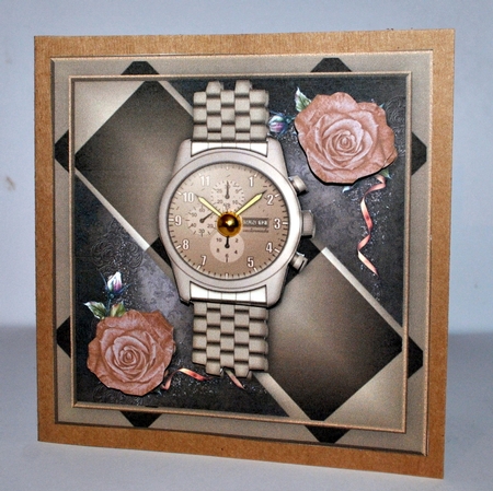 Shaped male Card Clock & Roses Mini Kit by Kristina Norbat