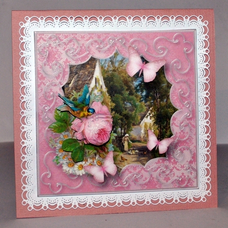 Vintage Rose Decoupage Card Front by Kristina Norbat