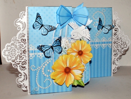 3D Shaped No-Hole Fold Back Mini Kit - Birdcage, Butterfly Bouquet & Lace  by Kristina Norbat