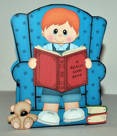 3D Shaped Card  Kit - Cute Little Toddler reads a Good Book  by Kristina Norbat