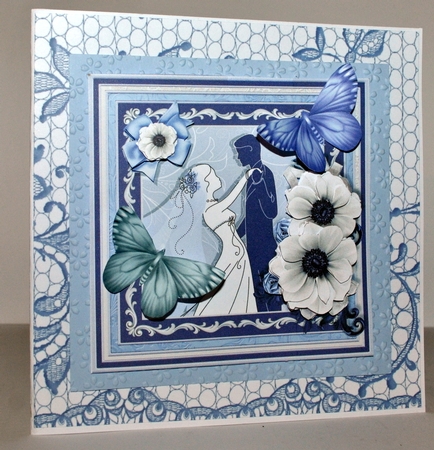 WEDDING BRIDE & GROOM Blue & Silver 7.8 Decoupage & Insert Mini Kit by Kristina Norbat