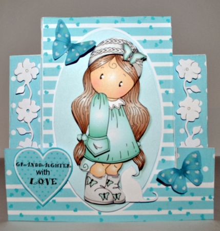 Chloe in Knitted Hat Stepper Card Blue Mini Kit by Kristina Norbat
