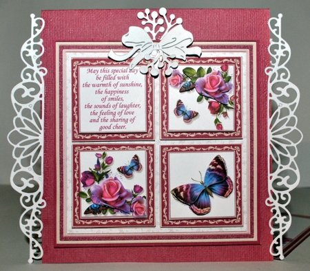PINK ROSES BUTTERFLIES & VERSE SQUARES 7.5 Quick Layer Card & Insert Mini Kit by Kristina Norbat