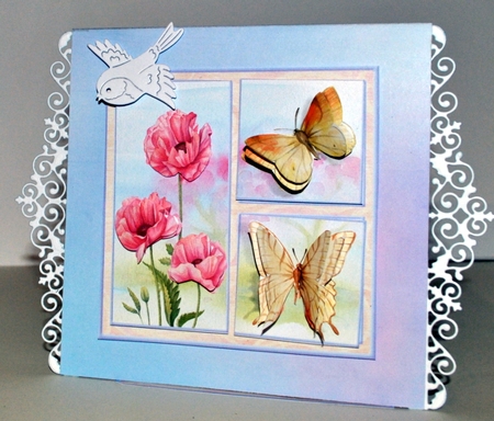 Pink poppy and butterfly 7x7 by Kristina Norbat