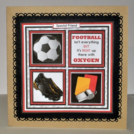 FOOTBALL RED 7.5 Quick Card Verse or Ages Decoupage & Insert Mini Kit by Kristina Norbat