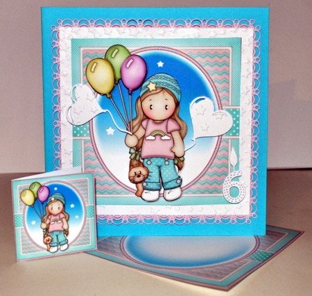 Chloe with Balloons Mini Kit with Optional Age Badges 1 to 6 yrs by Kristina Norbat