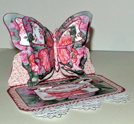 Butterfly easel Pink Roses (birthday) by Kristina Norbat
