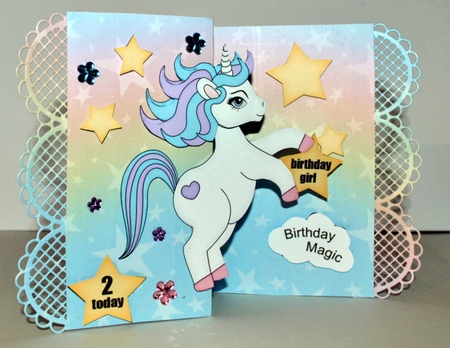 3D Shaped No-Hole Fold Back Mini Kit -   Cute Little Unicorn Rainbow  by Kristina Norbat