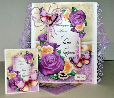 Purple Yellow Roses Card Mini Kit by Kristina Norbat