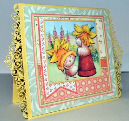 DAFFODIL FUN Easter Mothers Day Birthday etc 7.5 Decoupage & Insert Mini Kit by Kristina Norbat