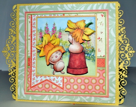 DAFFODIL FUN Easter Mothers Day Birthday etc 7.5 Decoupage & Insert Mini Kit by Kristina Norbat