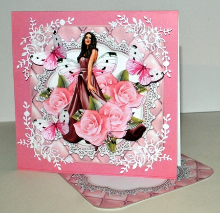 Beautiful lady & Pink Roses Mini Kit by Kristina Norbat