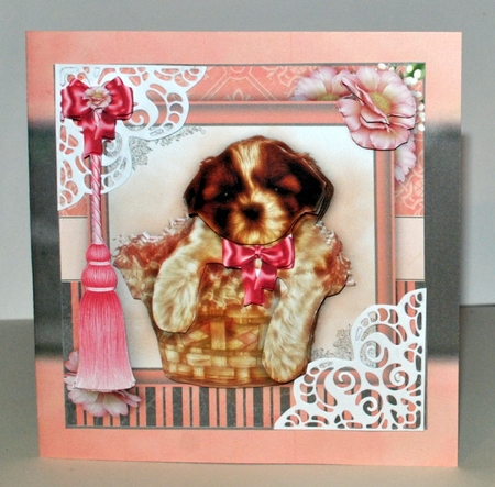 Cute Puppy In A Basket Card Kit by Kristina Norbat