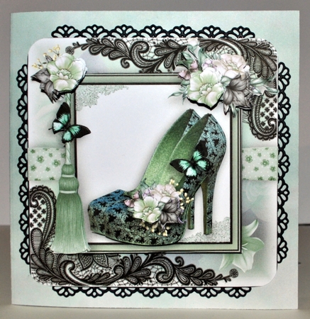 Black and Mint Shoes Card Kit by Kristina Norbat